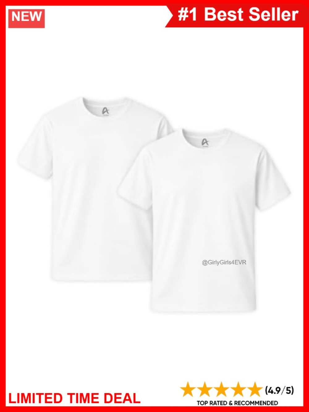 100% Cotton Crew Neck Short Sleeve T-Shirt Regular Fit Women's Tee